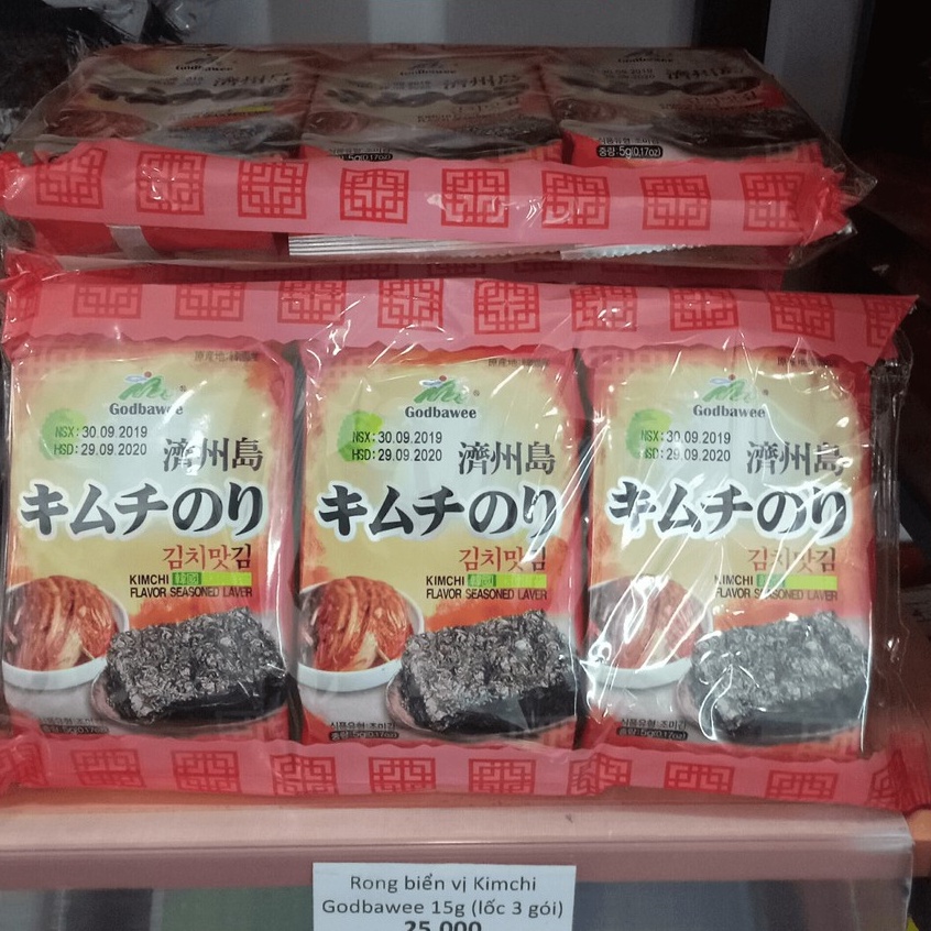 Rong Biển Vị Kimchi Godbawee 15G (Lốc 3 Gói)