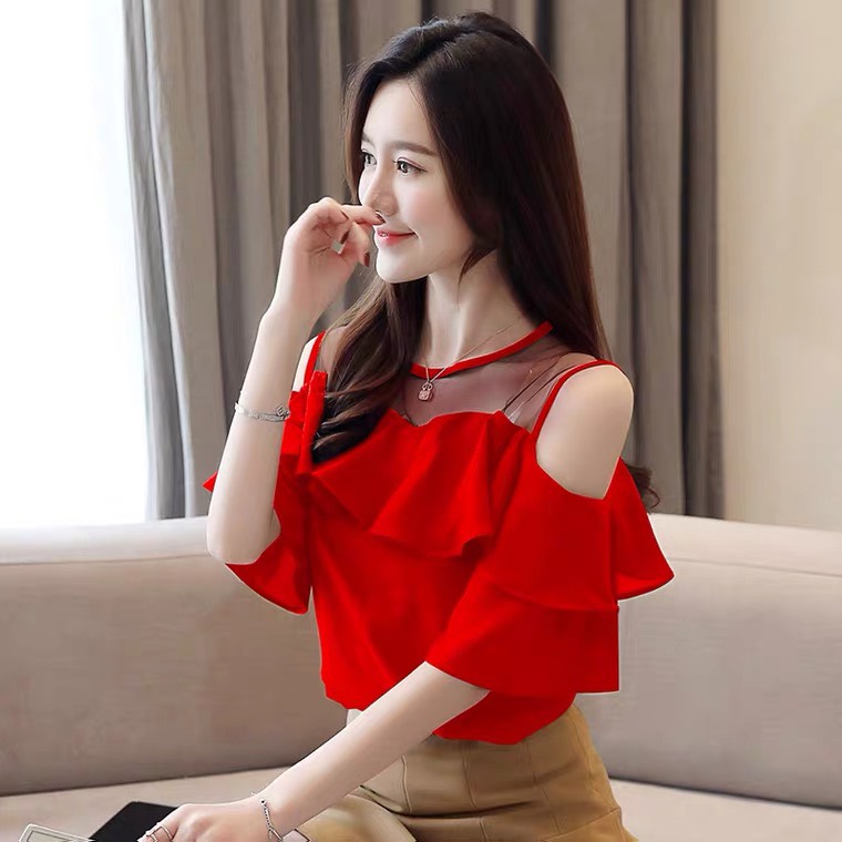 Áo lưới vai bèo hở vai