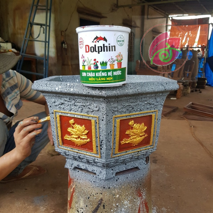 Sơn chậu cảnh hệ nước màu đỏ chu dolphin 1kg