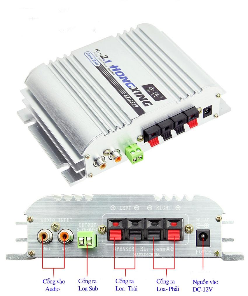 Bộ Amplifier HX168AH Siêu Trầm 150W Hifi2.1 ( Full Treble, Bass, Volume )