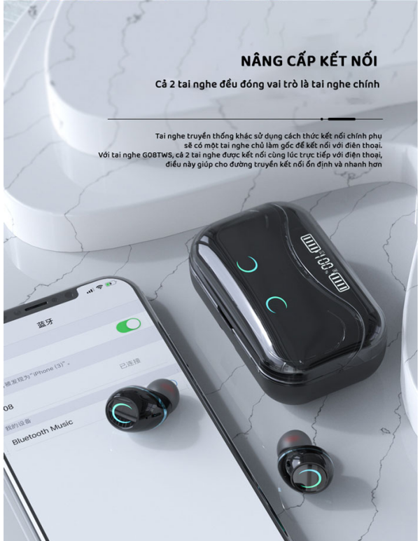 Worldmart - Tai nghe Bluetooth 5.1 âm thanh 9D G08-TWS