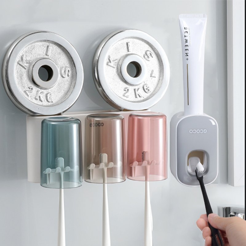 Combo kệ 3 cốc E1925 và nhả kem đánh răng E1922 cao cấp