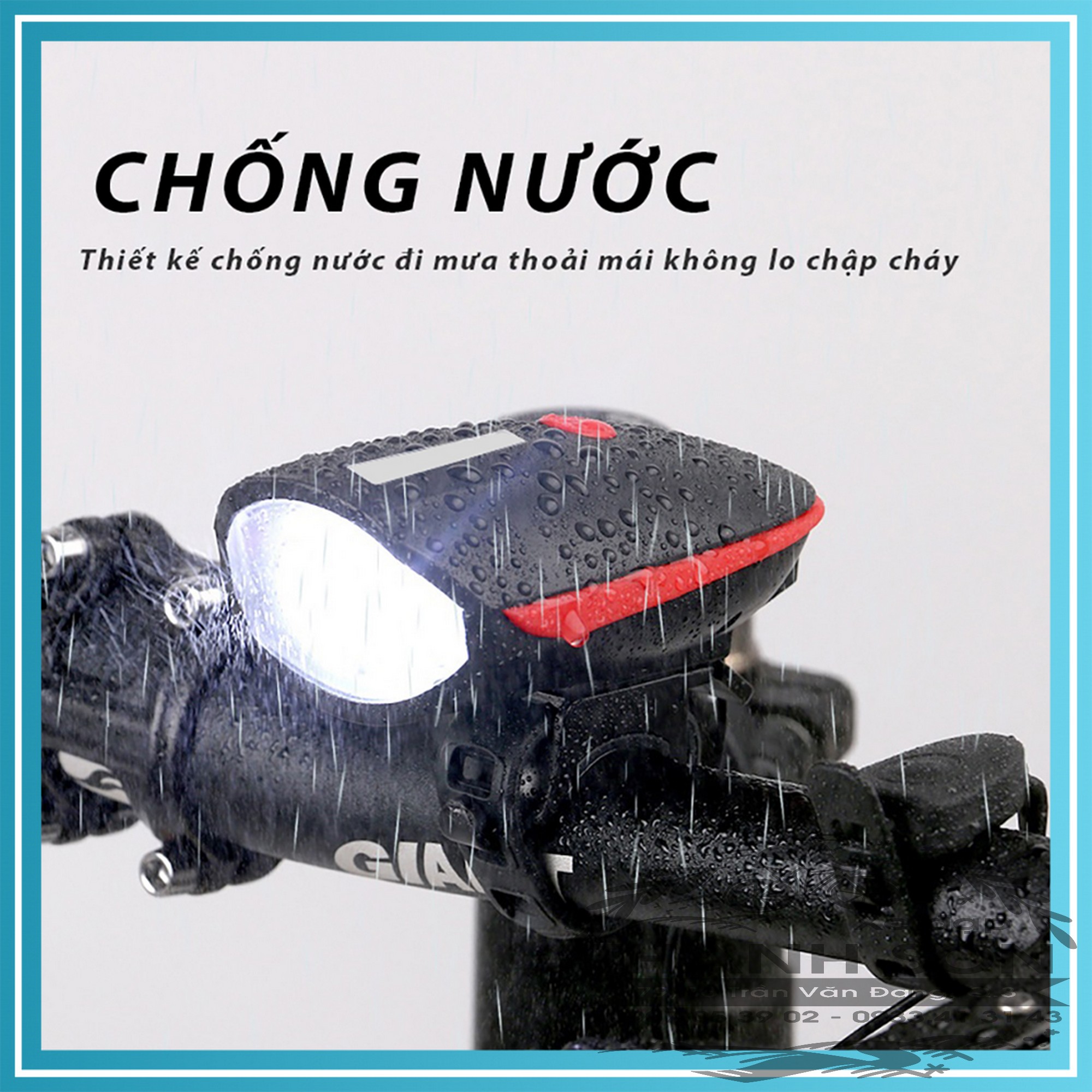 Đèn xe đạp thể thao siêu sáng có còi pin sạc usb