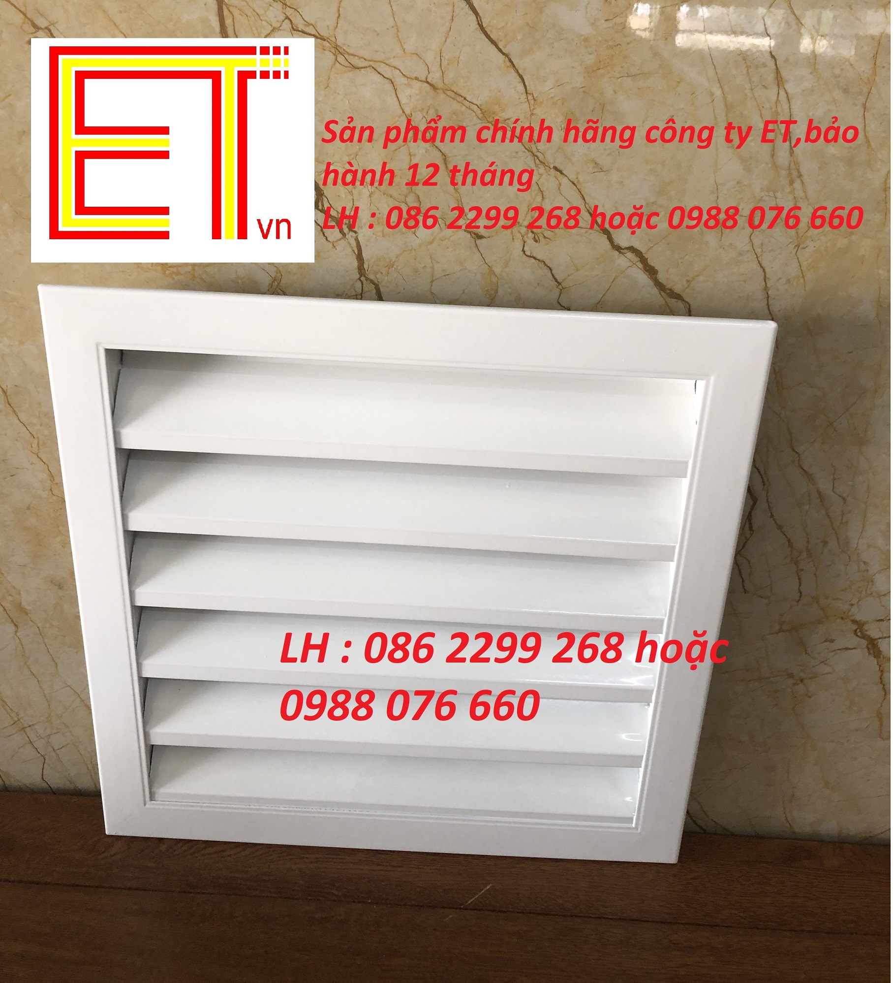 Cửa sổ ô thoáng nhôm sơn tĩnh điện Louver 14cm x 14cm-chớp cho quạt thông gió,mặt thông gió, chớp lỗ thoáng, lam gió-loại tốt bảo hành 12 tháng