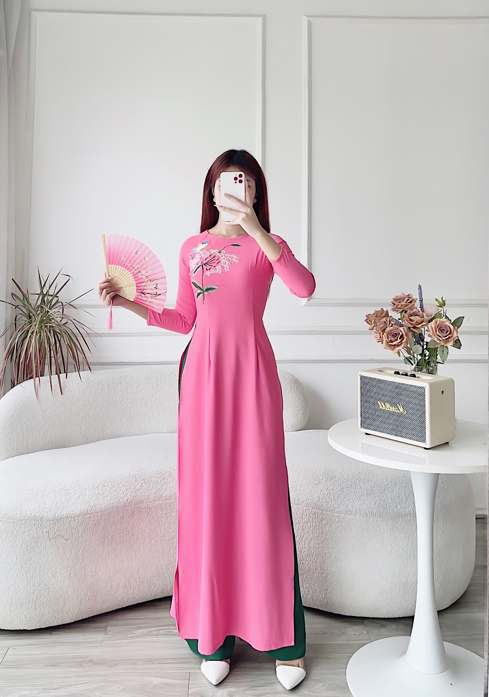 Áo dài áo dài cách tân lụa mỹ cao cấp áo dài nữ MÃ TK12