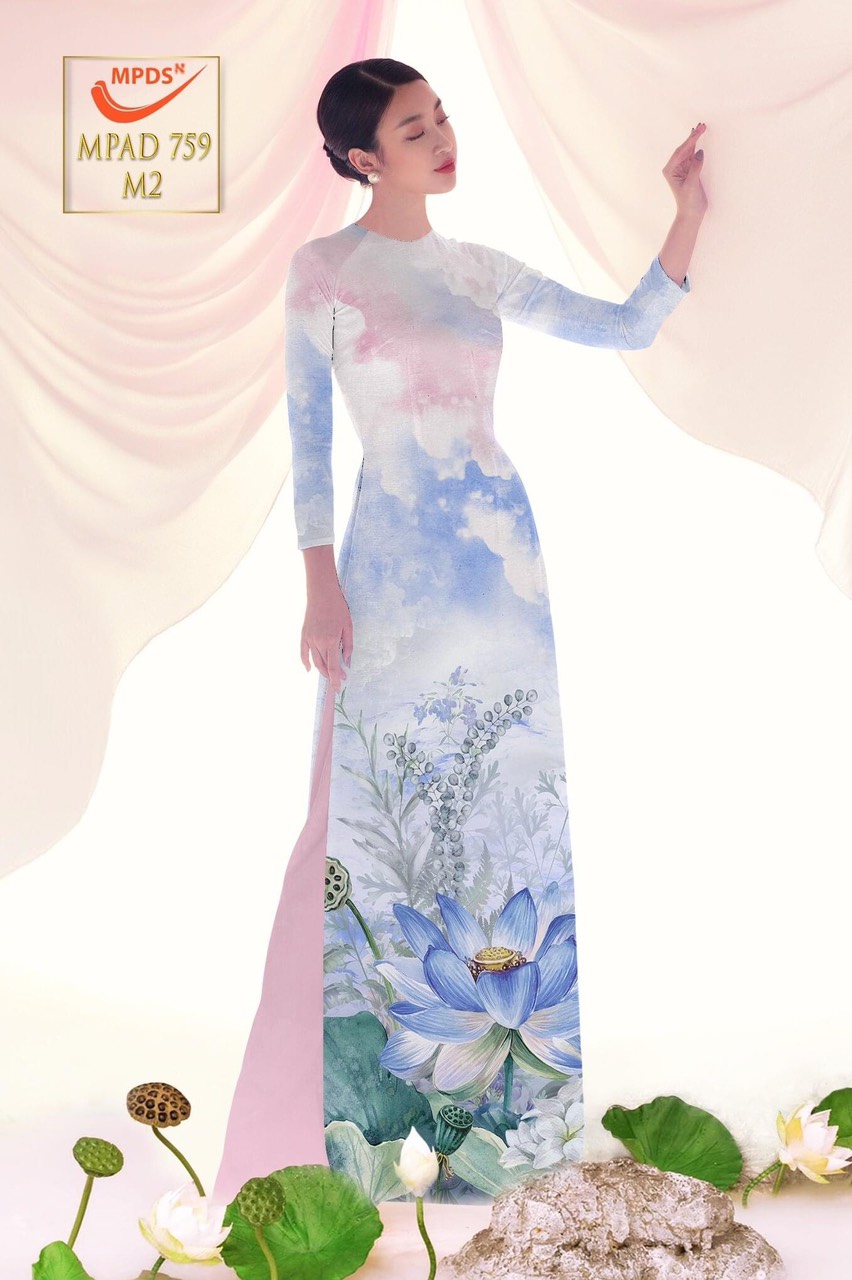 Vải áo dài hoa sen