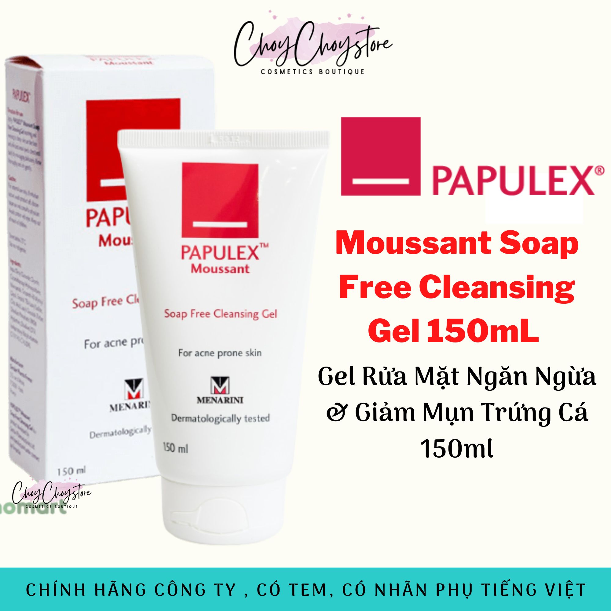 Sữa rửa mặt papulex moussant soap free cleansing gel 150ml - sữa rửa mặt ngăn ngừa & giảm mụn trứng cá 150ml
