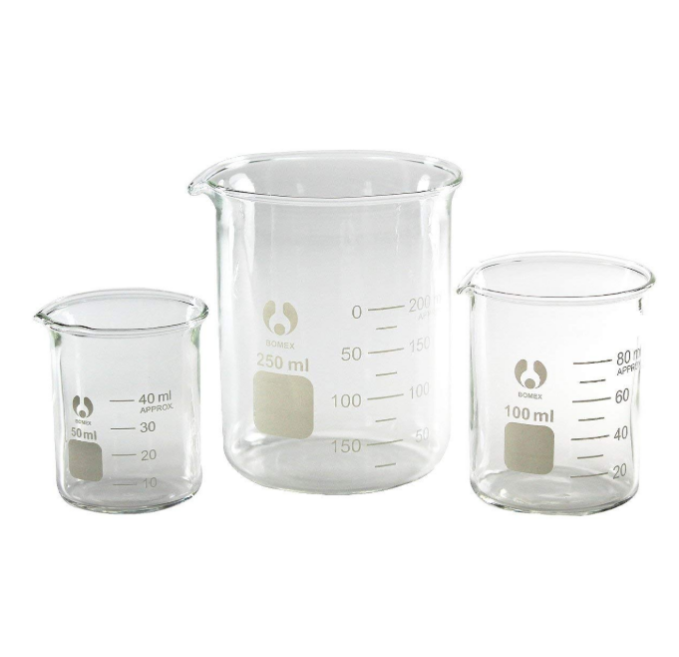 Cốc thủy tinh thí nghiệm chia vạch, chịu nhiệt 50ml, 100ml, 250ml, 500ml