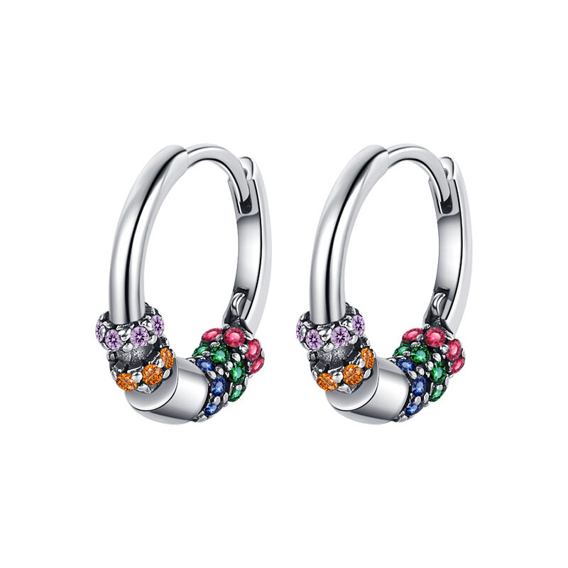 Sterling Silver 925 Rainbow Hoop Earrings Female Earrings 2023 New
