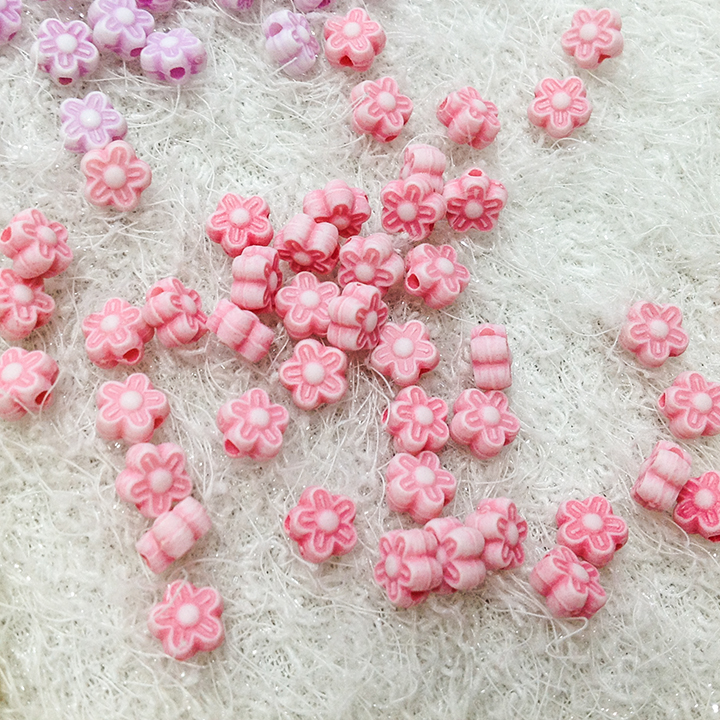 Combo 10 hạt cườm nhựa hoa mai 3d set hạt nhựa ancrylic bông mai 6li làm vòng tay dễ thương trang trí thủ công