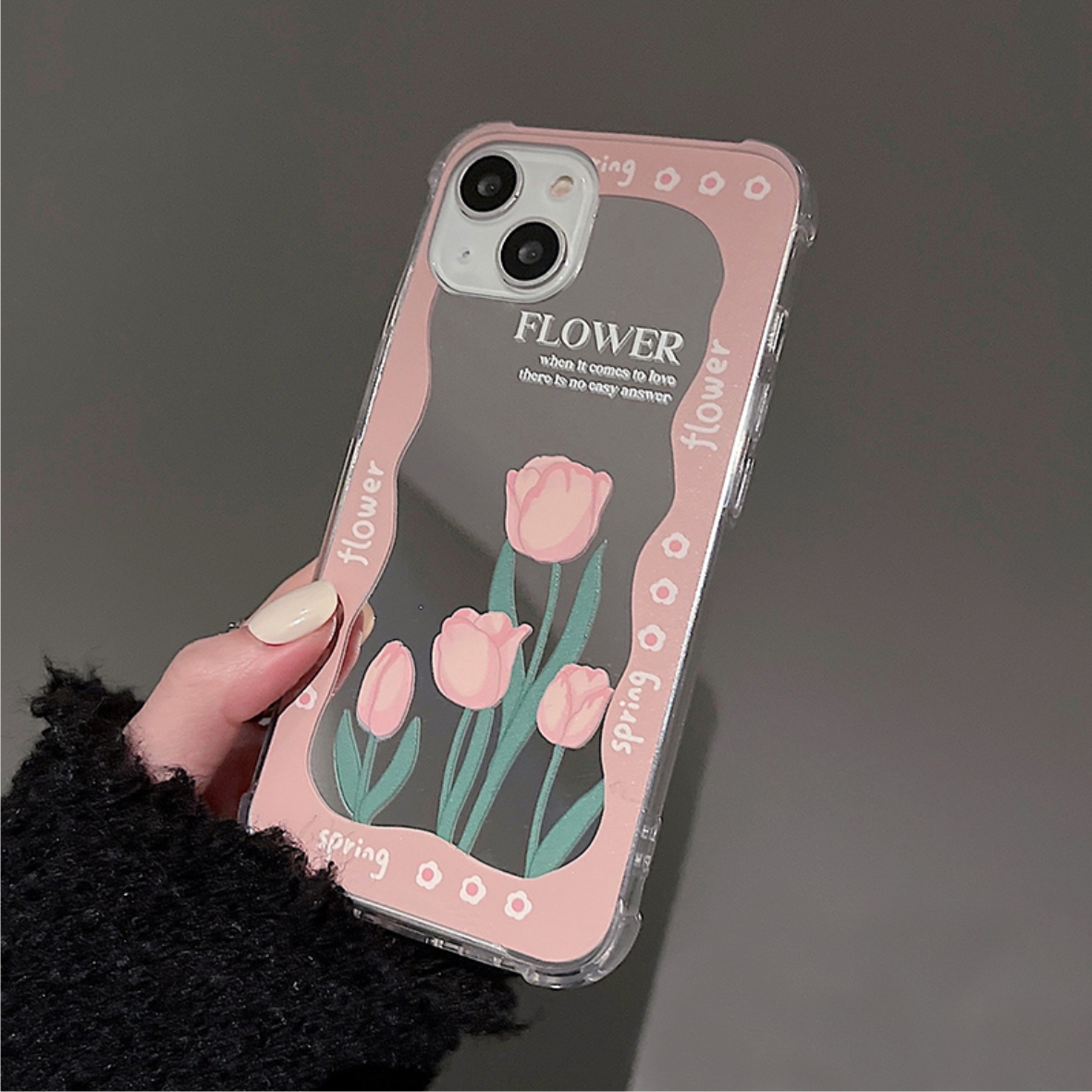Ốp Lưng Gương Chống Sốc Flower Spring