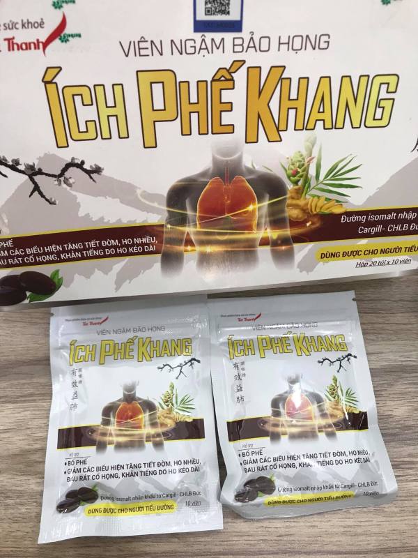 [HCM]Viên  Ngậm Bảo Họng ích Phế Khang Giảm Ho Đau Họng D&ugraveng Được Cho Người Tiểu Đường - 1 t&uacutei 10 vi&ecircn