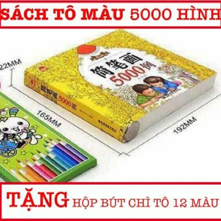 Bộ Tô Màu Gồm 5000 Hình Kèm Hộp Bút Màu Có Dạy Bé Cách Vẽ | Lazada.Vn