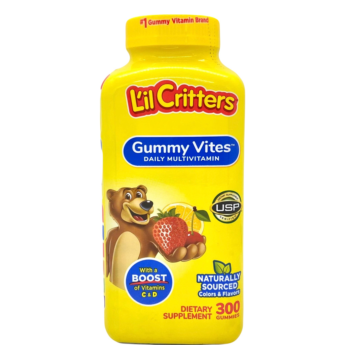 Kẹo dẻo vitamin tổng hợp L'il Critters Gummy Vites hộp 300 viên bổ sung vitamin A, B, C, D E từ trái cây Mỹ quatangme.com.vn