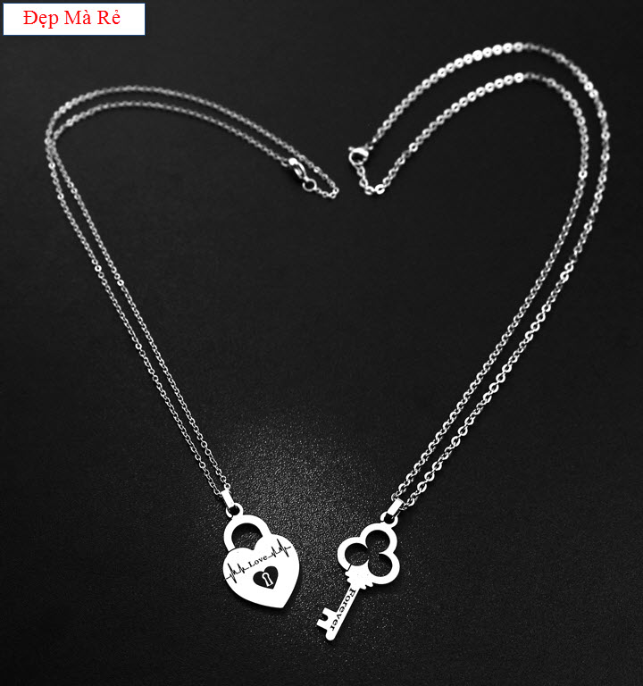 Necklaces couple stainless steel đẹp that cheap ổ lock heart shape love and key carved lettering forever wholesale price as above is 1 pair as picture-commitment 1 Đổi 1 if Hoen, rust