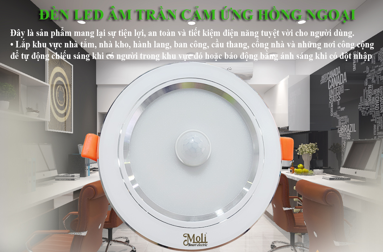 [HCM]Đèn Led âm trần cảm ứng siêu mỏng ML-ATC9W