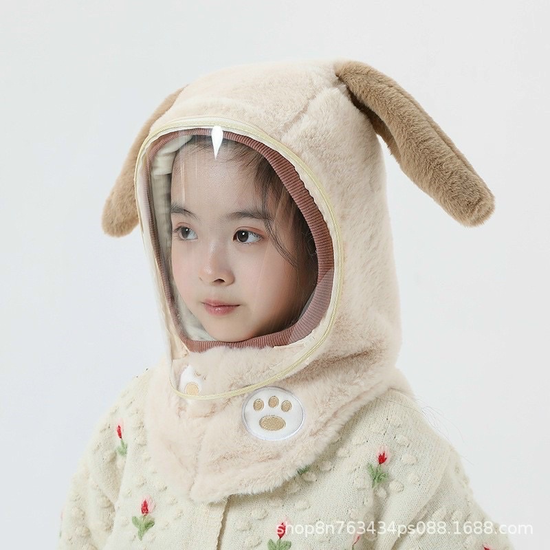 Mũ chùm đầu tai thỏ , gấu có kính ấm áp mùa đông cho bé