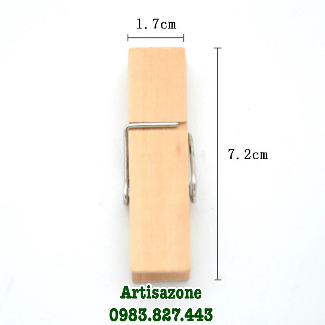 Kẹp gỗ trơn handmade, size đại (7,2cm x 1,7cm) - Đọc kỹ mô tả sản phẩm - Set 05 chiếc
