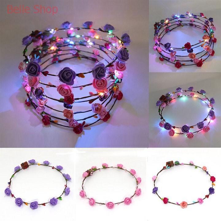 Vòng Hoa Đội Đầu Phát Sáng Có Gắn Đén LED Xinh Xắn Nhiều Màu