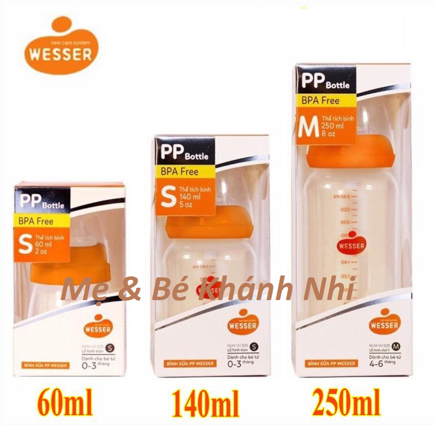 BÌNH SỮA CHO BÉ - BÌNH SỮA WESSER CỔ HẸP 140ML