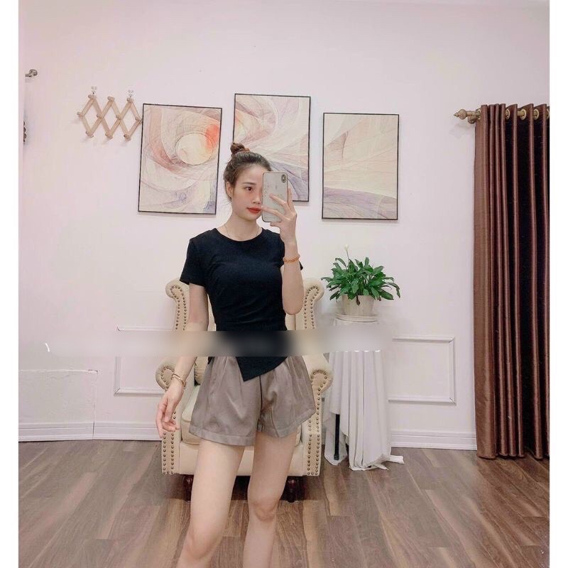 Áo Thun Nữ Vạt Chéo Hông Nhún Eo Siêu Đẹp