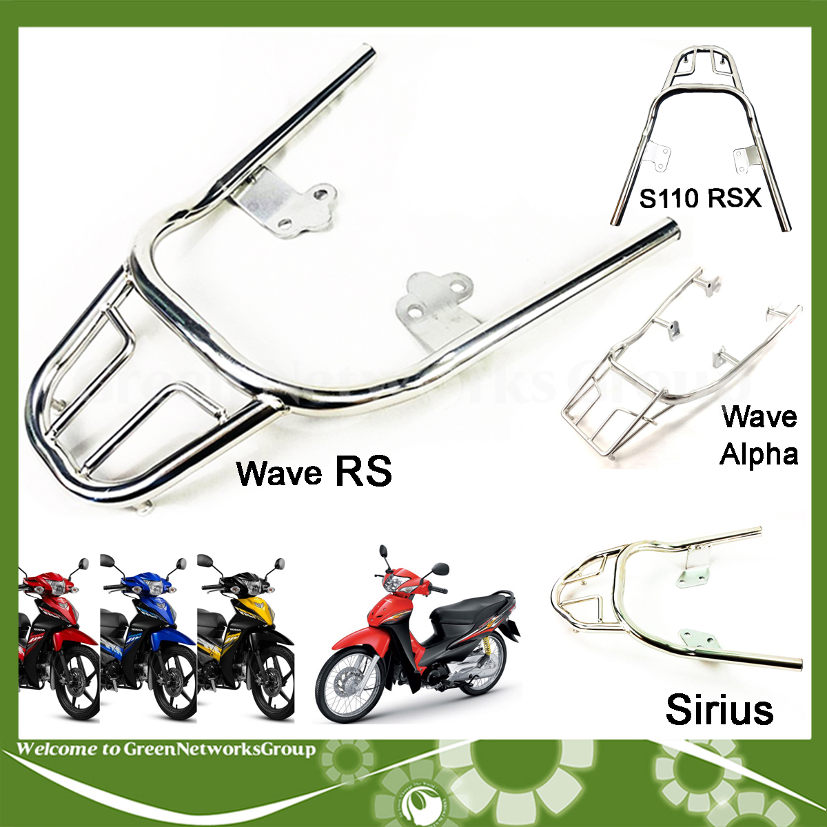 [HCM]Baga cảng sau inox dành cho xe Sirius Wave RSX RS S110 Grennetwoks