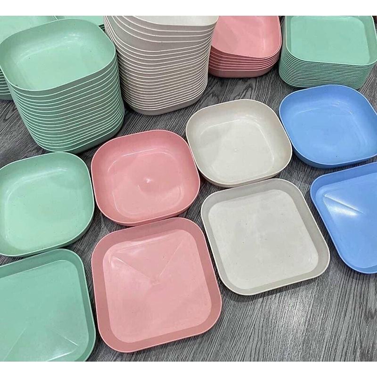 (Xả kho nghỉ bán) SET 8 KHAY ĐĨA VUÔNG LÚA MẠCH