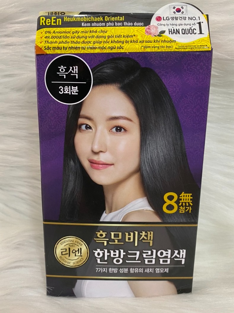 [HCM]Thuốc nhuộm tóc phủ bạc thảo dược REEN màu đen Hàn Quốc