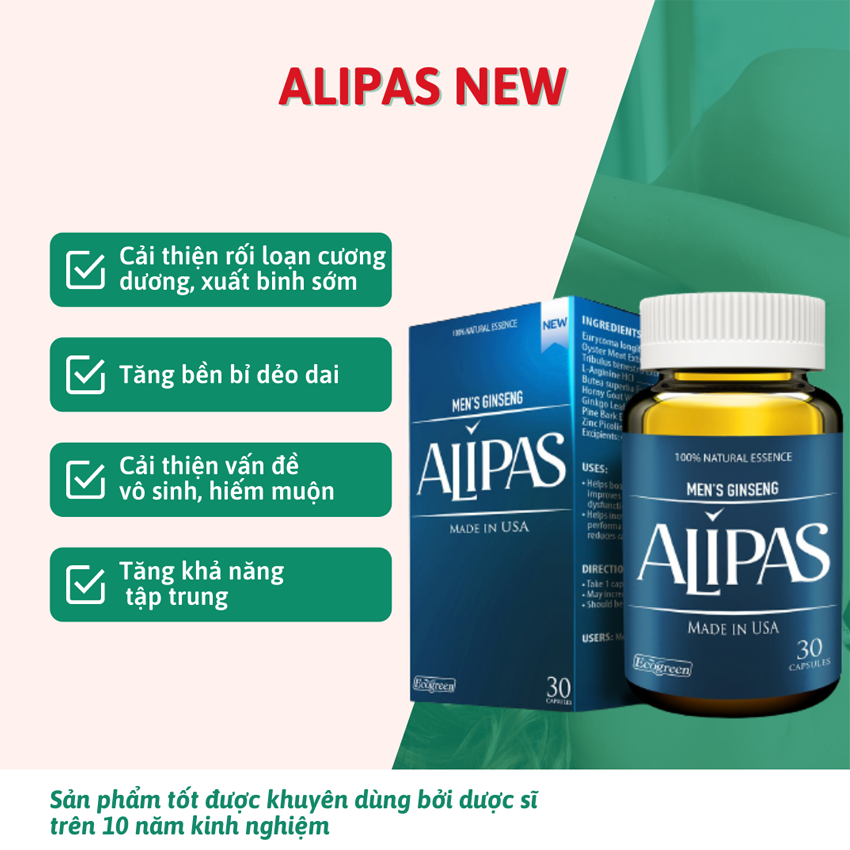 HCMCHÍNH HÃNG Sâm Alipas Platinum - Viên uống tăng cường sinh lý nam. Sung
