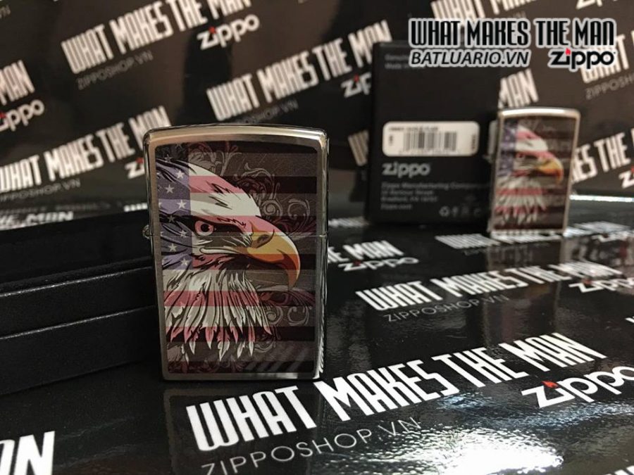 Zippo 28652 - Zippo Eagle Flag Brushed Chrome