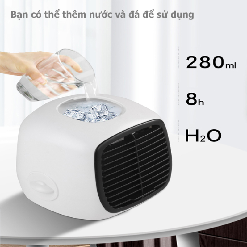 Điều hòa mini - quạt điều hòa hơi nước để bàn - máy lạnh mini giá rẻ để bàn có khay đựng nước QDH07