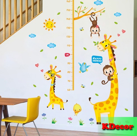 Decal dán tường Thước đo hươu vàng