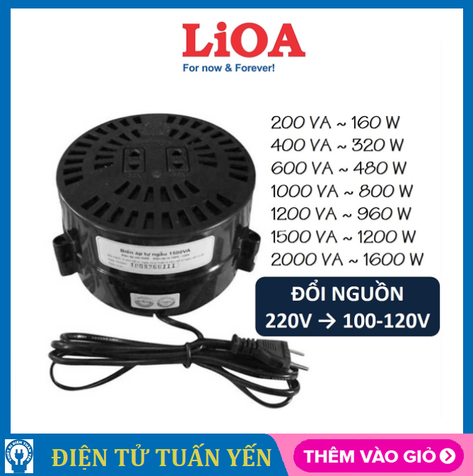 Biến áp đổi nguồn lioa 220v sang 100v-120v - hàng chính hãng