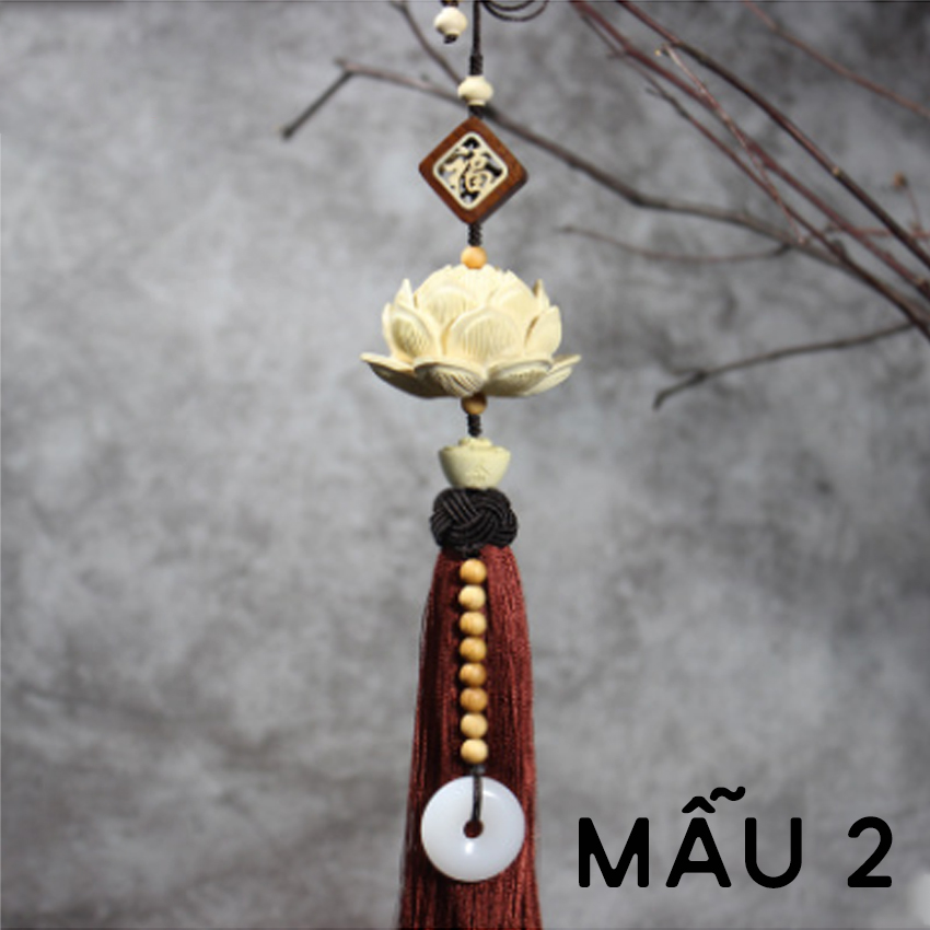 [HCM] Dây Treo Sen Gỗ Hoàng Dương Trang Trí Ô Tô, Khánh Liên Hoa Gỗ Cao Cấp Treo Xe Hơi