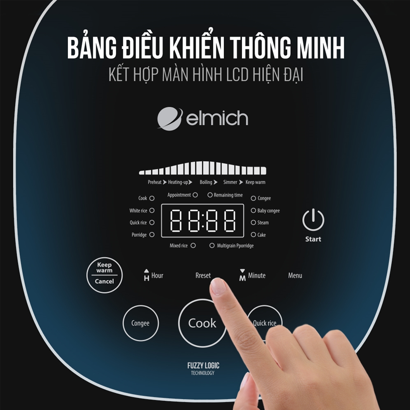 Nồi cơm điện tử Elmich 1,2L Lít RCE-1789 màu đen