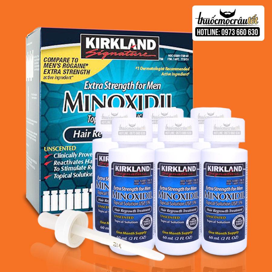 HCMThuốc mọc râu tóc Minoxidil Mỹ Kirkland nguyên hộp 6 chai dạng lỏng