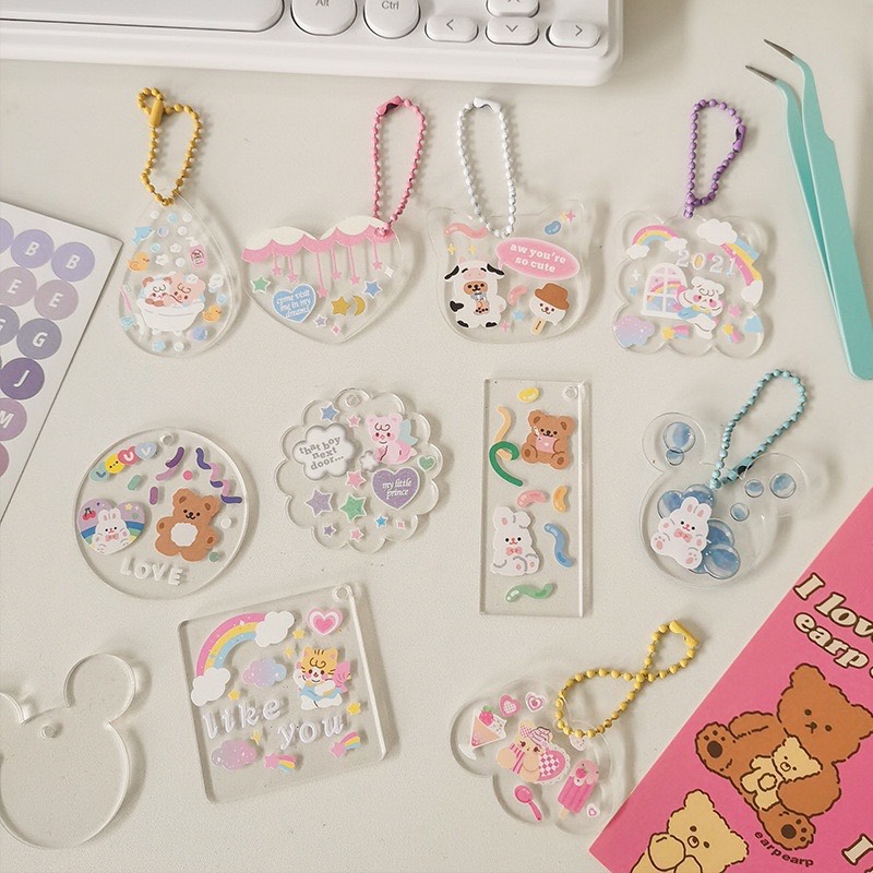 COMBO 3 Set tự làm móc khóa acrylic handmade ( tặng kèm 1 tờ sticker)