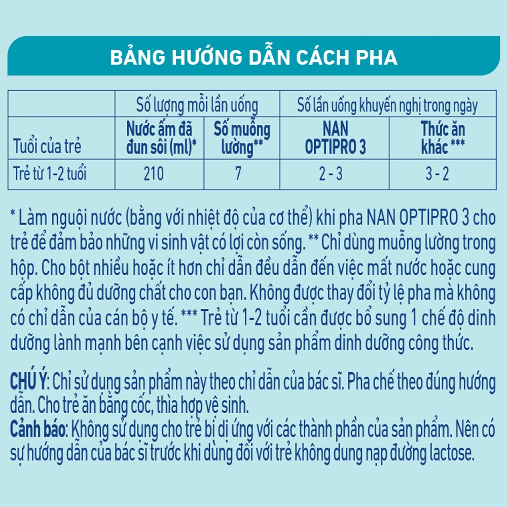 Sữa Bột Nan Optipro số 3 lon 1.5kg Cho bé 1-2 tuổi