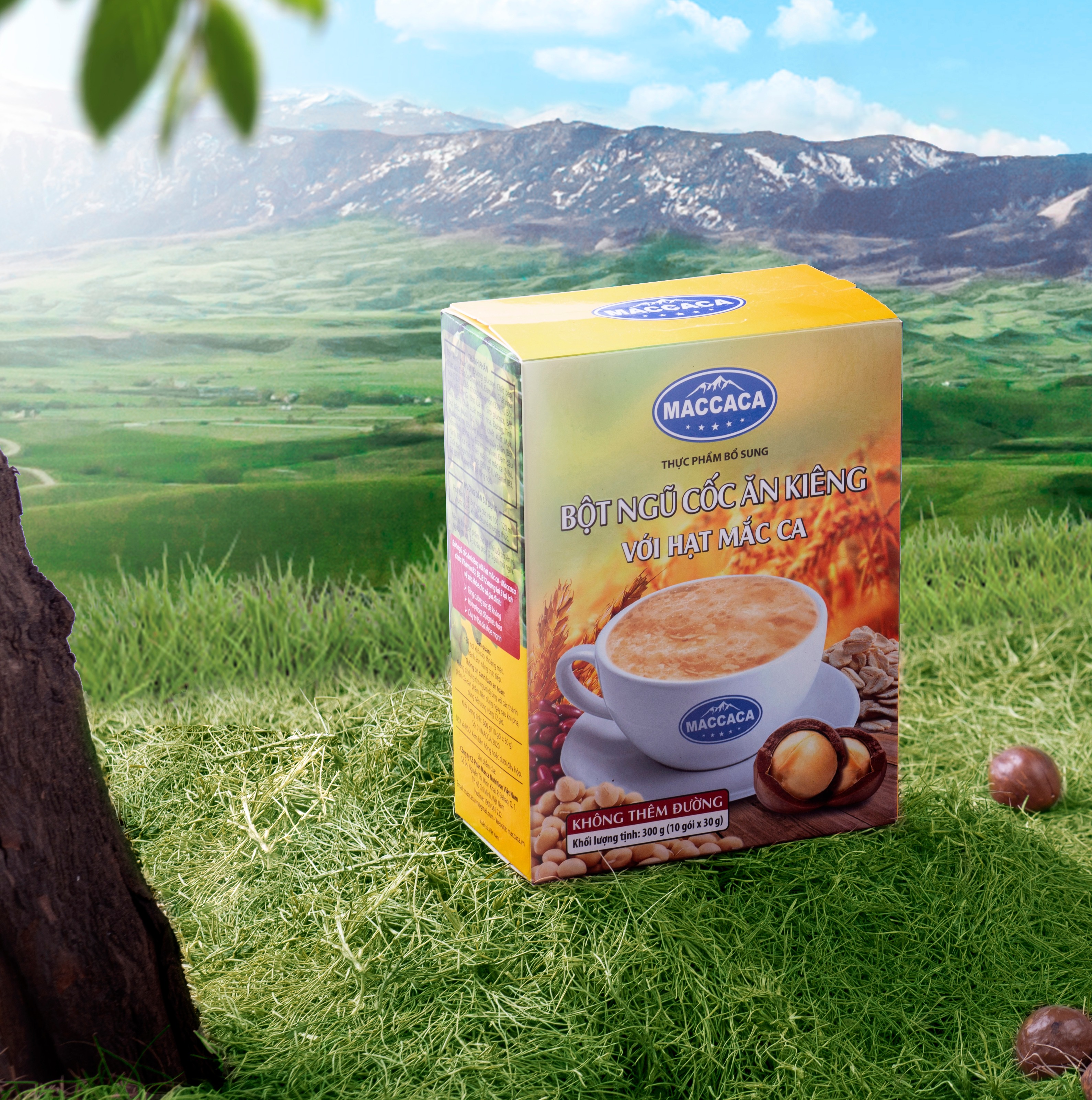 Maccaca - Bột Ngũ Cốc Ăn Kiêng với hạt Mắc Ca – không thêm đường.