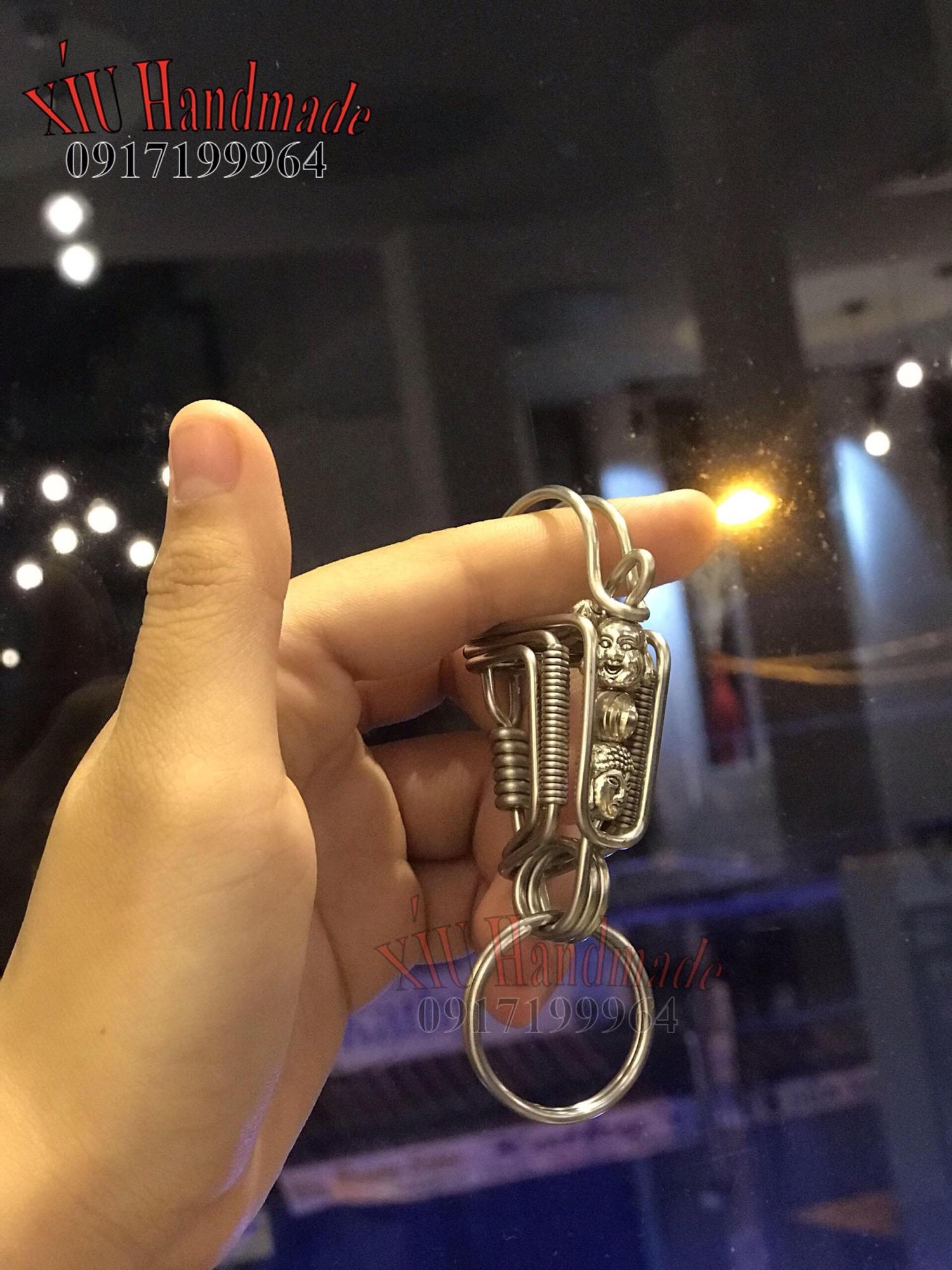 Móc khóa inox phụ kiện đầu phật Di Lặc