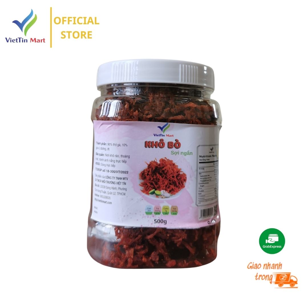 500gr thịt bò khô sợi thơm ngon (khô gà giả bò) - viettin Mart