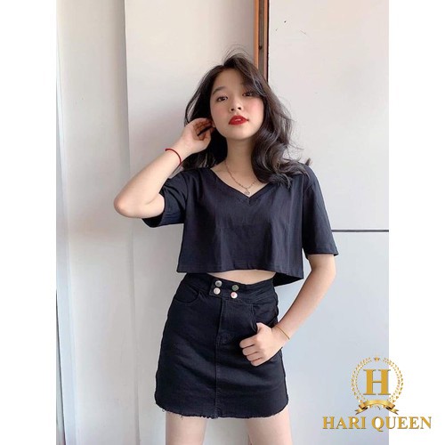 Áo croptop cổ tim nhiều màu HARI0320