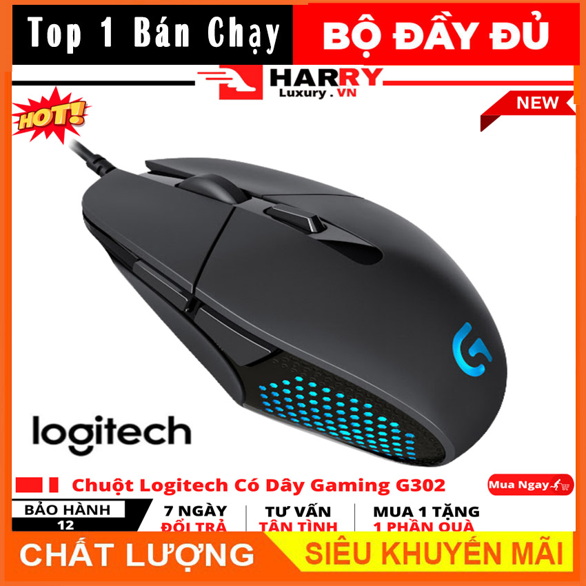 Mouse Logitech.Chuột Chơi Game Có Dây Logitech G302 Gaming USB LED ...
