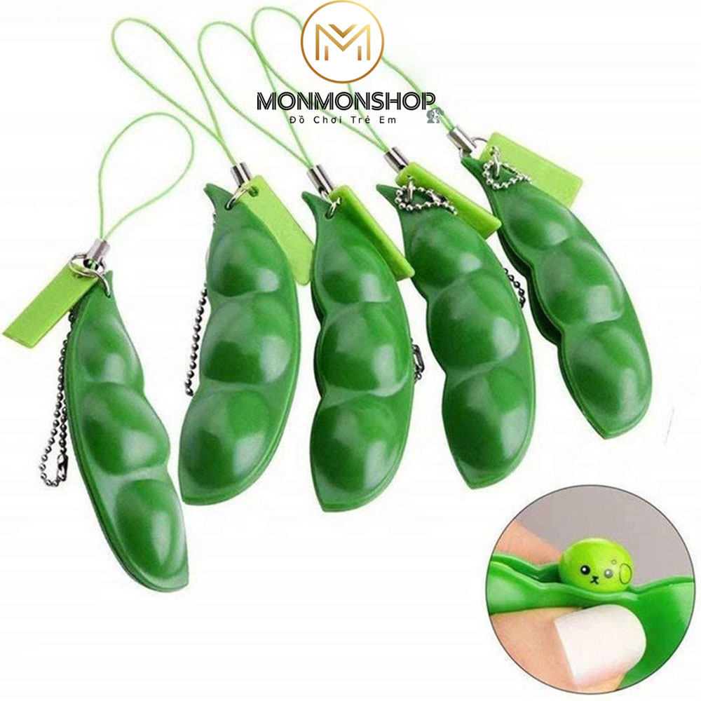 Móc Khóa Hạt Đậu(Đậu Hà Lan) Xả Stress dùng để bóp vui nhộn