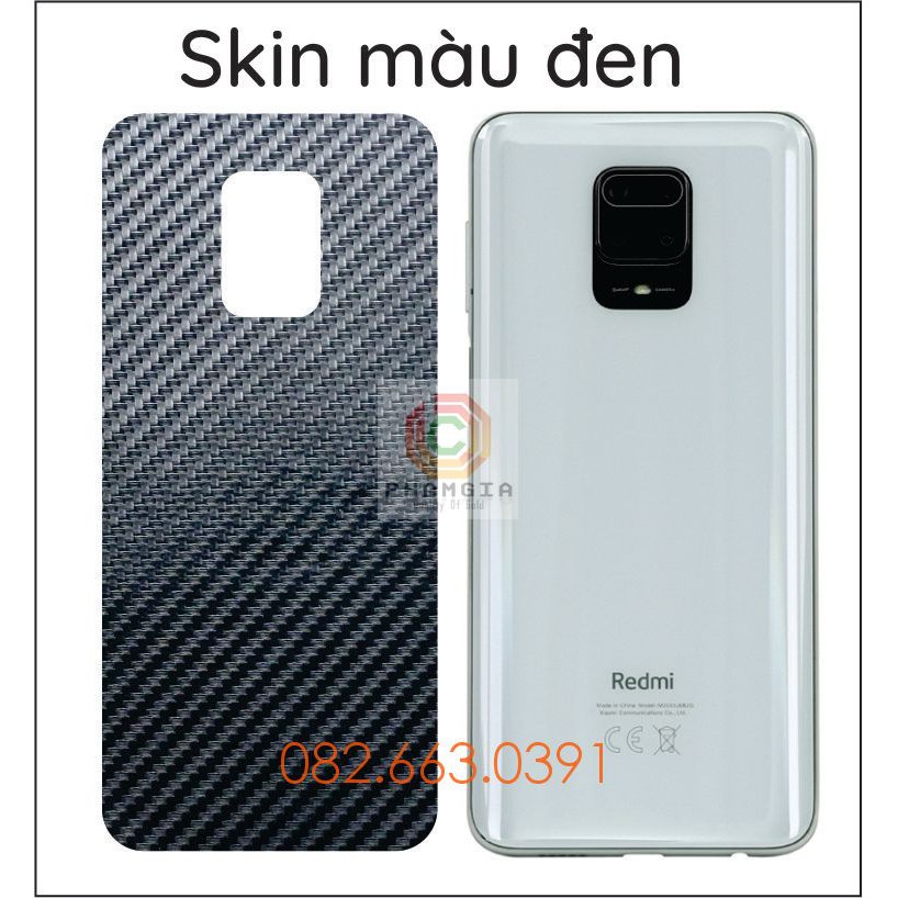 Miếng dán mặt lưng skin carbon Xiaomi Redmi Note 9s / note 9 pro / note 9 promax / xiaomi redmi note 9