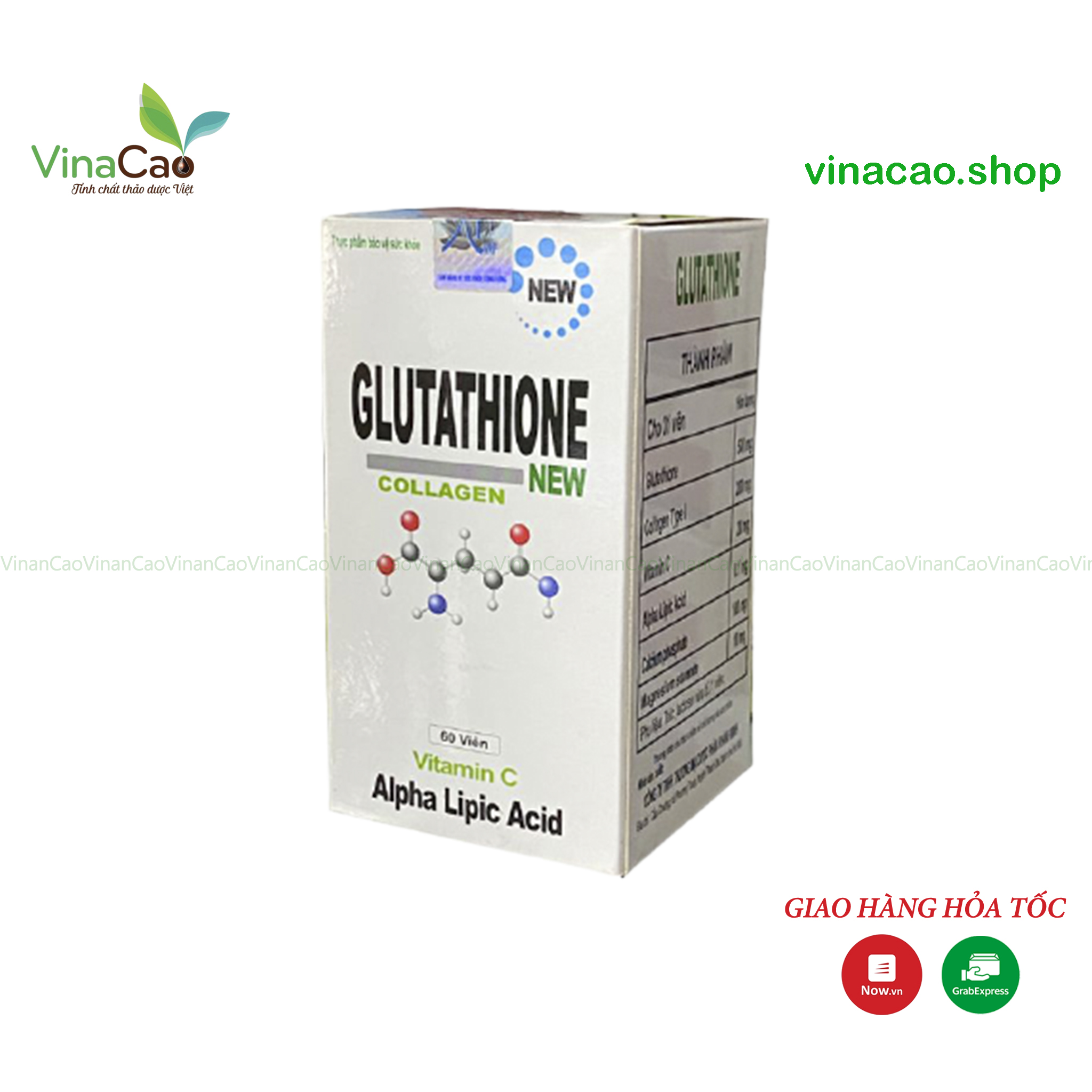 Viên uống trắng da Glutathione Collagen New hộp 60 viên ngăn ngừa lão hóa
