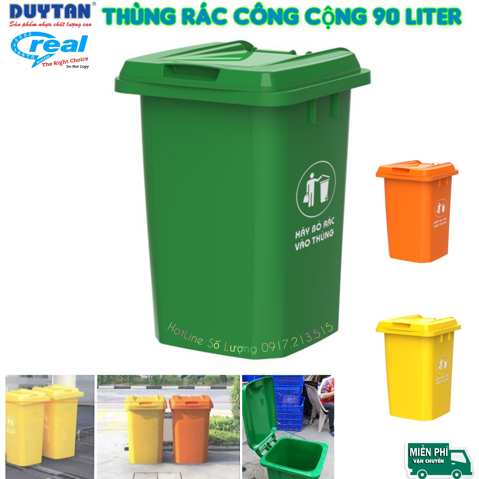 THÙNG RÁC CÔNG CỘNG 90L DUY TÂN