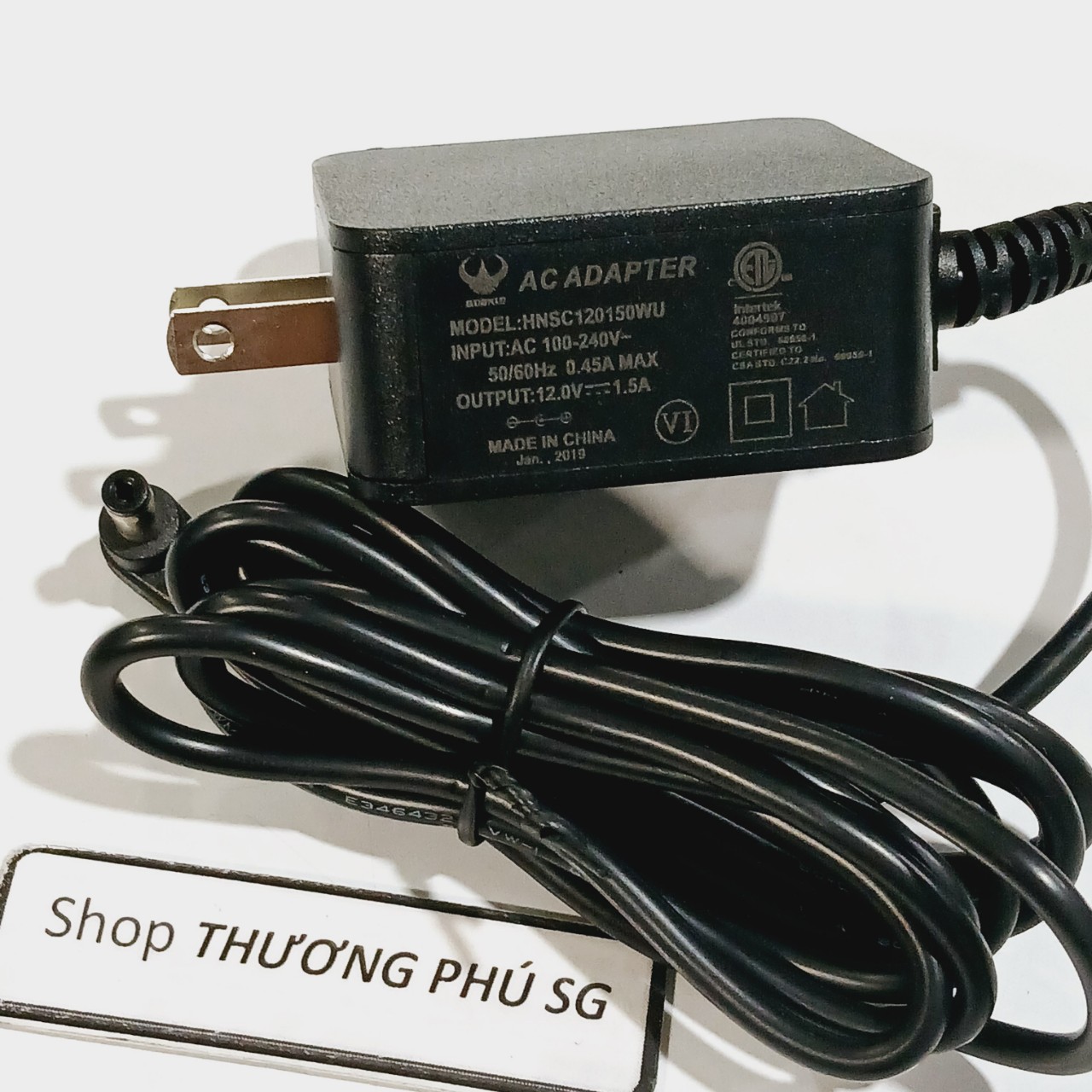 Nguồn Adapter DC 12V - 1.5A (Đầu 4.8mm X 1.7mm) + Đầu đổi ra 5.5mm X 2.1mm