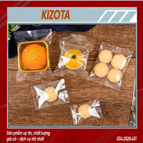Set 100 Túi đựng bánh cookie/ bánh quy/ trà hoa( túi trắng trong suốt ) nhiều kích thước-kizota