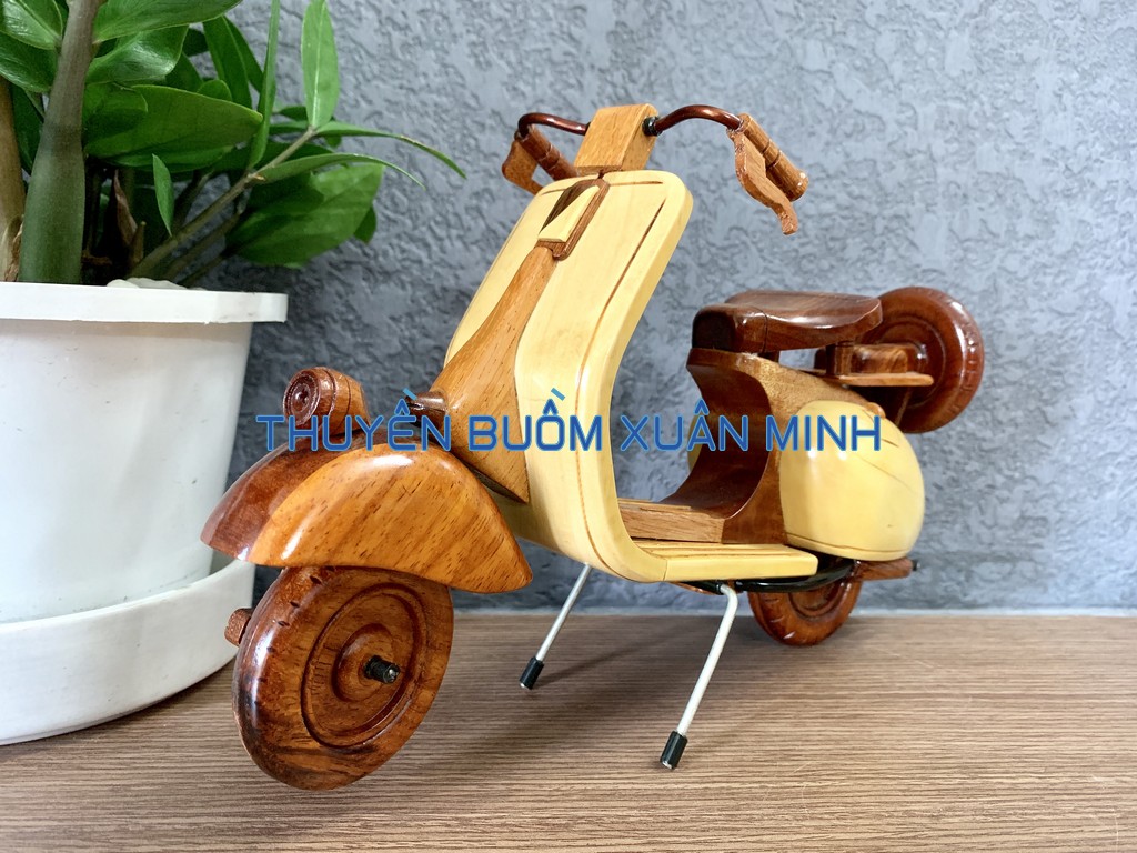 Xe mô hình trưng bày | xe gỗ vespa cổ | size lớn 28cm